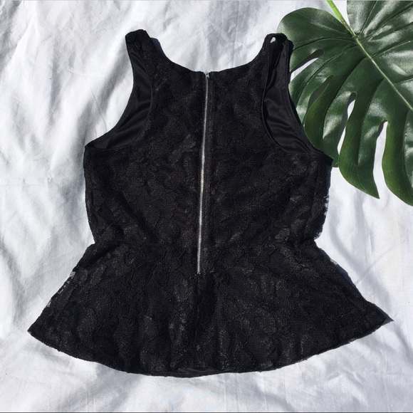 EXPRESS | black lace peplum tank - Picture 3 of 5